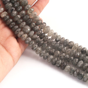 1  Strand Black Rutile Faceted Rondelles - Round Shape Rondelles - 9mm-12mm-8 Inches BR02138 - Tucson Beads