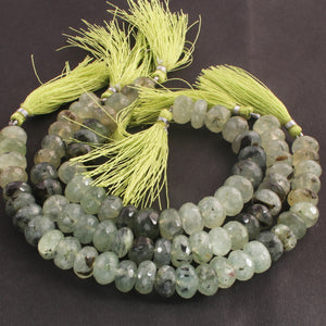 1 Strand Prehnite Faceted Roundels -Gemstone Roundels  Beads- 10mm-16mm -8 Inches BR02199 - Tucson Beads