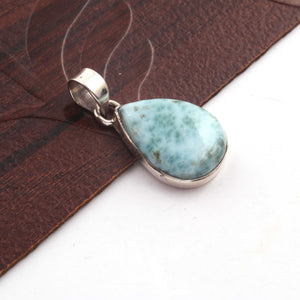 1 Pc Genuine and Rare Larimar Pear Pendant - 925 Sterling Silver - Gemstone Pendant  - SJ313 - Tucson Beads