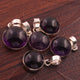 1 Pc Genuine and Amethyst Round Pendant - 925 Sterling Silver - Gemstone Pendant SJ009 - Tucson Beads