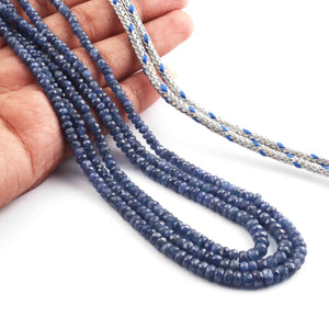 230. Ct 3 Strands Of Genuine Blue Sapphire Necklace - Faceted Rondelle Beads - Rare & Natural Sapphire Necklace - Stunning Elegant Necklace - SPB0109 - Tucson Beads