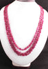 660 Ct. 3 Strand Of Genuine Garnet Necklace - Smooth Oval Beads - Rare & Natural Garnet Necklace - Stunning Elegant Necklace - BRU174