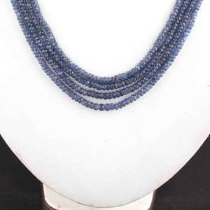 350. Ct 4 Strands Of Genuine Blue Sapphire Necklace - Faceted Rondelle Beads - Rare & Natural Sapphire Necklace - Stunning Elegant Necklace - SPB0108 - Tucson Beads