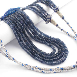 350. Ct 4 Strands Of Genuine Blue Sapphire Necklace - Faceted Rondelle Beads - Rare & Natural Sapphire Necklace - Stunning Elegant Necklace - SPB0108 - Tucson Beads
