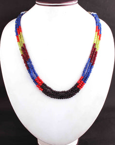 185 Ct. 1 Strand Of Genuine Multi Stone Necklace - Smooth Rondelles Beads - Rare & Natural Multi Stone Necklace - Stunning Elegant Necklace - BRU181 - Tucson Beads