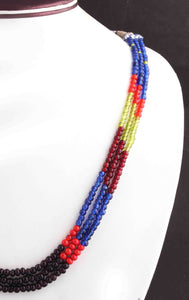 185 Ct. 1 Strand Of Genuine Multi Stone Necklace - Smooth Rondelles Beads - Rare & Natural Multi Stone Necklace - Stunning Elegant Necklace - BRU181 - Tucson Beads