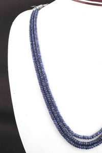 340. Ct 3 Strands Of Genuine Blue Sapphire Necklace - Faceted Rondelle Beads - Rare & Natural Sapphire Necklace - Stunning Elegant Necklace - SPB0113 - Tucson Beads