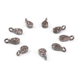 1 Pc Pave Diamond Pear Drop Charm Pendant - 925 Sterling Silver - 9mmx4mm PDC1419 - Tucson Beads