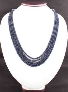 415. Ct 5 Strands Of Genuine Blue Sapphire Necklace - Faceted Rondelle Beads - Rare & Natural Sapphire Necklace - Stunning Elegant Necklace - SPB0111 - Tucson Beads