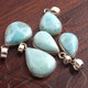 1 Pc Genuine and Rare Larimar Pear Pendant - 925 Sterling Silver - Gemstone Pendant  SJ088 - Tucson Beads