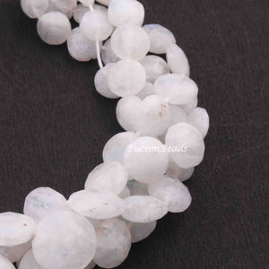 1  Long Strand White Rainbow Moonstone Faceted Briolettes  -Coin Shape Briolettes  - 6mm-12mm -8.5 Inches BR3803 - Tucson Beads