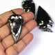 3 Pcs Black Jasper Arrowhead Fully Black Plated Pendant -  Electroplated With Black Edge -58mm-66mm AR069 - Tucson Beads