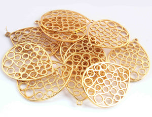 5 Pcs Designer 24k Gold Plated Pendant,Copper Pear Shape Design Charm Pendant,Jewelry Making Bulk Lot 48mmx35mm GPC114 - Tucson Beads