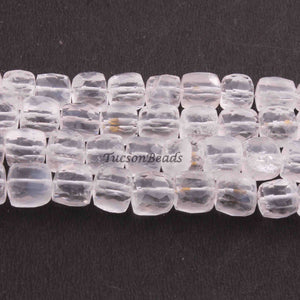 1 Strand Crystal Quartz Faceted Cube Briolettes - Crystal Quartz  Box Shape Briolettes 8mm-9mm 7.5 Inches BR3872 - Tucson Beads