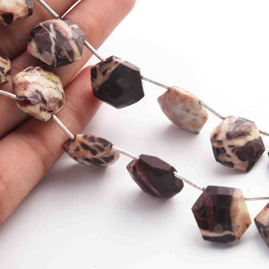 1 Strand Chocolate  Jasper Hexagon Shape Faceted Briolettes  - 12mm-14mm-9  Inches BR01490 - Tucson Beads