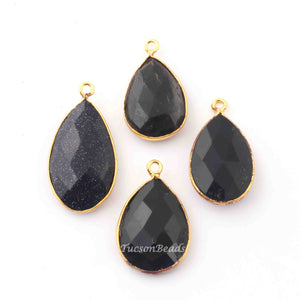 4  Pcs Mix Stone  24k Gold Plated Faceted Pear  Shape Pendant - Mix Stone  Pendant-25mmx16mm- PC378 - Tucson Beads