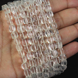 1 Strand Crystal Quartz Briolette - Faceted Cube Bead Box Shape 6mm-7mm 8.5 Inch BR1064 - Tucson Beads