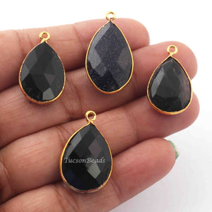 4  Pcs Mix Stone  24k Gold Plated Faceted Pear  Shape Pendant - Mix Stone  Pendant-25mmx16mm- PC378 - Tucson Beads