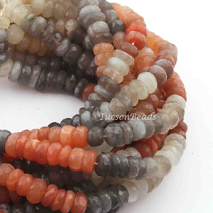 1 Strand Excellent Quality Multi Moonstone Stone Faceted Rondelles - Mix Stone Roundles Beads 8mm-10mm 13 Inches BR3870 - Tucson Beads