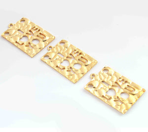 5 Pcs Designer 24k Gold Plated Rectangle Charm ,Copper I LOVE YOU Pendant Design Charm,Jewelry Making 31mmx21mm GPC965 - Tucson Beads