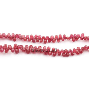 1 Strand Natural Thai Ruby Faceted Tiny Tear Drop Briolettes -  Side Drill Beads 4mmx3mm-6mmx4mm 8Inches  BR3891 - Tucson Beads