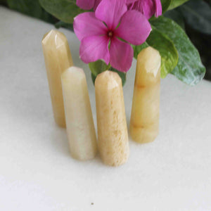 1 Pcs Light Yellow Pencil Stone , EMF Protection Reiki Healing Pencil , Spiritual Healing Orgone Energy 74mmx18mm-67mmx15mm HS293 - Tucson Beads