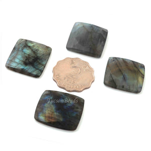 5 Pcs Amazing Labradorite Faceted Cabochon Spectrolite - Square Shape Multi Fire Loose Gemstone -27mmx24mm   LGS115 - Tucson Beads