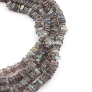 1 Long  Strand Labradorite  Heishi Smooth Briolettes  -Square Shape  Briolettes  4mm- 16 Inches BR1855 - Tucson Beads