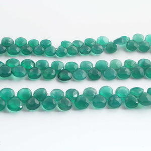 1 Strand Green Onyx  Faceted Briolettes - Heart Shape Briolettes - 7mmx6mm-6mmx5mm- 9 Inches BR02743 - Tucson Beads