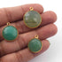 5  Pcs Mix Stone 24k Gold Plated Round Shape Pendant - Mix Stone  Pendant-23mmx19mm-19mmx15mm- PC328