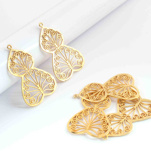 5 Pcs Designer 24K Gold Plated Fancy Shape Pendant , Copper Fancy Designer Charm , Jewelry Making 48mmx30mm  GPC358 - Tucson Beads