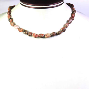 Jasper Stone Beaded Necklace - 8mmx7mm-13mmx8mm Oval Beads, 17 Inch, BR1085 - Tucson Beads