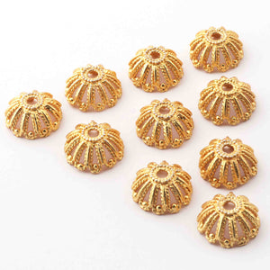 2 Strand Flower Half Cap 24K Gold Plated on Copper - Half Cap Beads 15mmX7mm 8 Inches GPC1036 - Tucson Beads