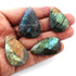 11  Pcs Amazing Labradorite Faceted Cabochon Spectrolite - Pear Shape Multi Fire Loose Gemstone -37mmx23mm-33mmx20mm  LGS109