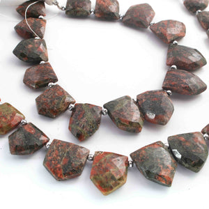 1  Long Strand  Red Jasper Faceted Briolettes - Pentagon Shape Briolettes -12mmx11mm-20mmx16mm - 9 Inches BR01613 - Tucson Beads