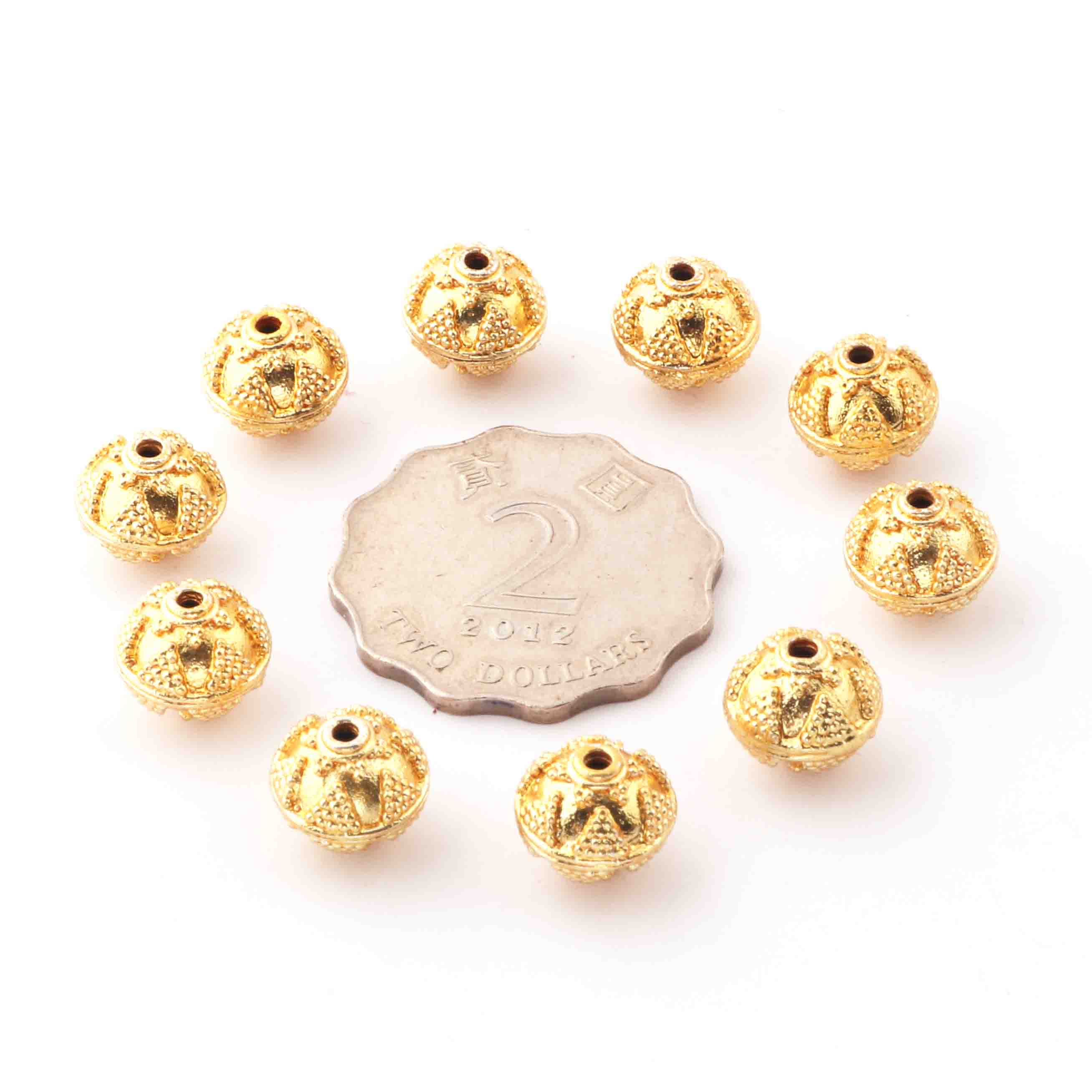 1 Strand 24k Gold Plated Designer Copper Casting Round Ball Beads- 11mm - Jewelry  Making - 9 Inches GPC875