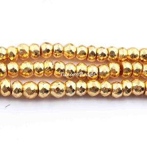 1 Strand Gold Pyrite Faceted Rondelles-Pyrite Faceted Beads 7mmx5mm 8 Inches BR2379 - Tucson Beads