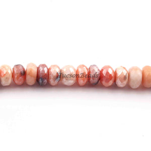 1  Long Strand Peach Moonstone Silver Coated Faceted Roundels -Round Shape Roundels 10mmx8mm-9  Inches BR2252 - Tucson Beads