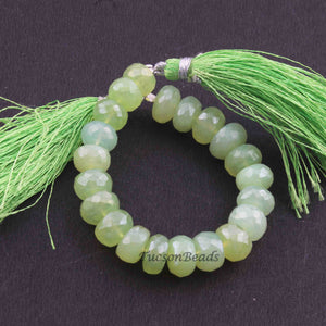 1 Strand Prehnite Silver Coated Faceted Rondelles - Praynite Rondelle Beads 6 Inches 9mmx6mm BR2323 - Tucson Beads