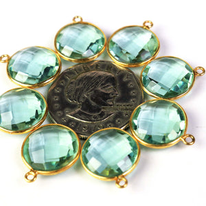 12 Pcs Beautiful Apatite 925 Sterling Vermeil Gemstone Faceted Round Shape Single Bail Pendant -18mmx15mm SS290 - Tucson Beads