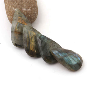 11 Pcs Amazing Labradorite Faceted Cabochon Spectrolite - Pear Shape Multi Fire Loose Gemstone -33mmx25mm-39mmx25mm  LGS093 - Tucson Beads