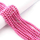 1 Long  Strand  Pink Glass Pearl Smooth Round Ball Beads, Pearl Rondelles  - 6mm 16 Inches BR3841 - Tucson Beads