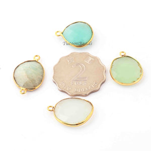 4  Pcs Mix Stone 24k Gold Plated Assorted Shape Pendant - Mix Stone  Pendant-26mmx16mm- PC435 - Tucson Beads