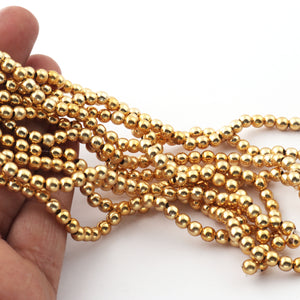 5 Strands AAA Quality Plain Smooth Balls 24K Gold Plated on Copper - Plain Smooth Balls 5mmx4mm-5mmx5mm 7.5 Inch Strand GPC1023 - Tucson Beads