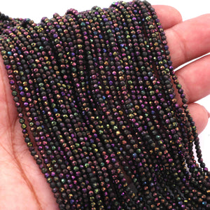 5 Strands Black Spinel Pink Coated Faceted Balls Beads 2mm 13 inch strand RB205 - Tucson Beads