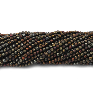 5 Long Strands Black Spinel Golden Coated Rondelles Faceted Beads - Golden Coated Rondelles - 2mm 13 inch RB416 - Tucson Beads
