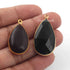 2  Pcs Black Onyx & Garnet  24k Gold Plated Faceted Pear Shape Pendant - Black Onyx & Garnet  Pendant-30mmx16mm-34mmx18mm- PC354