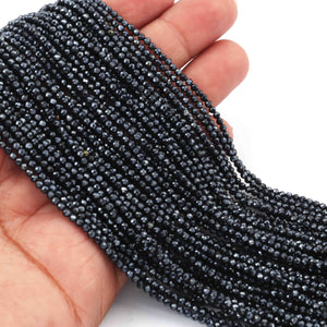 5 Strands Black Spinel Silver Coated Faceted Balls Beads, Gemstone Rondelles , 2mm 13 inch strand RB419 - Tucson Beads