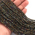 AAA  Black Spinel Golden Coated Micro Faceted - 3mm Beads RB418