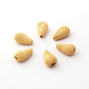 1 Strand 24k Gold Plated Designer Copper Casting Pear Drop Beads - Jewelry - 19mmx12mm 8 Inches GPC1028 - Tucson Beads